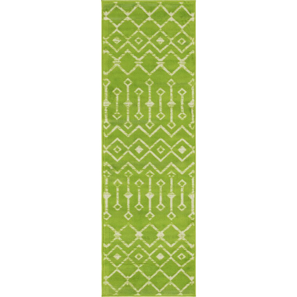 Moroccan Trellis Rug, Green/Ivory (2' 0 x 6' 7). Picture 1