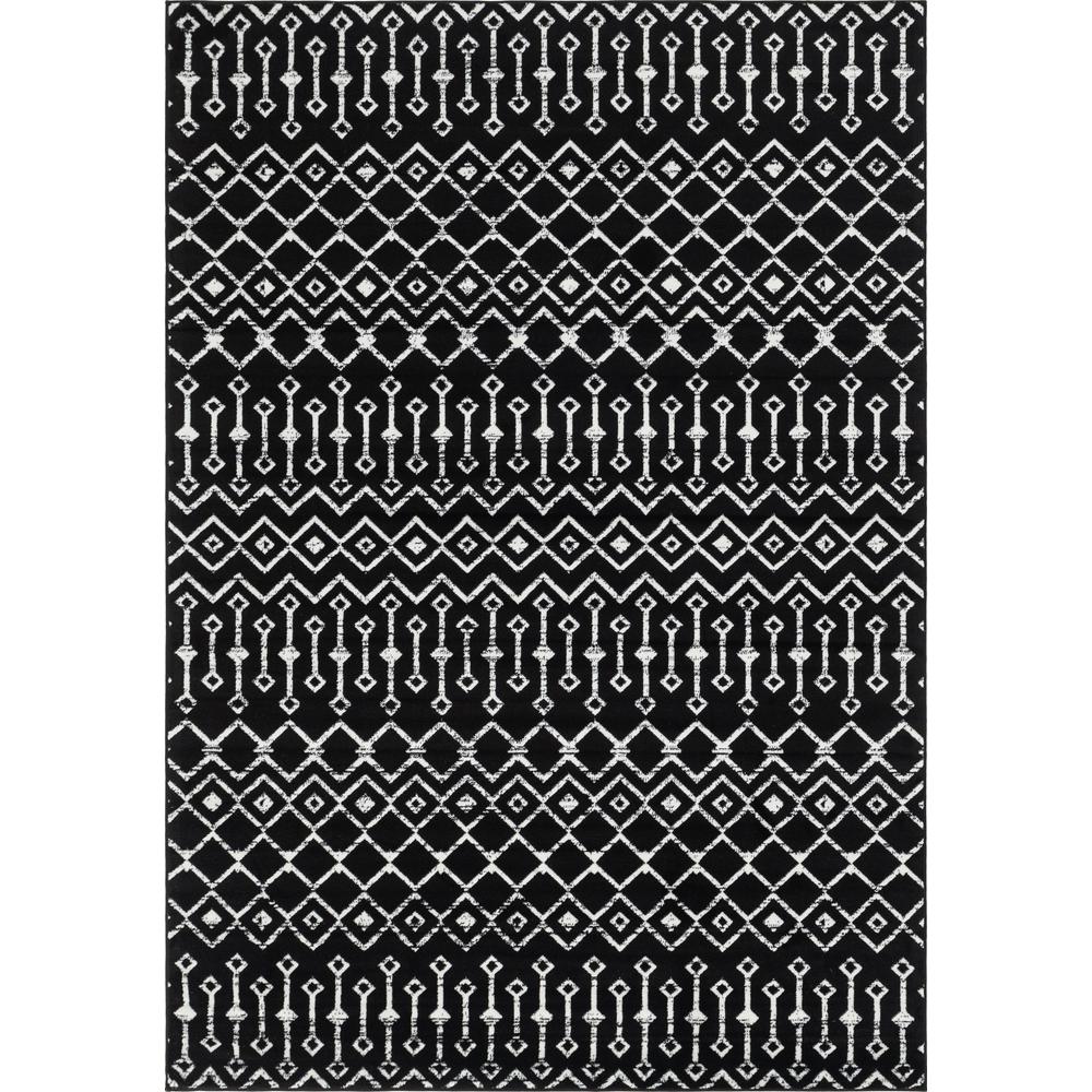 Moroccan Trellis Rug, Black/Ivory (7' 0 x 10' 0). Picture 1