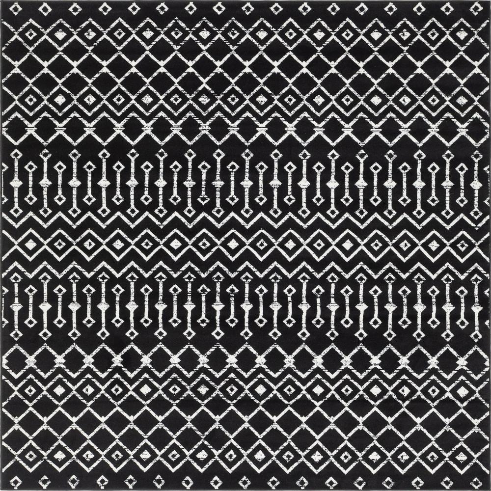 Moroccan Trellis Rug, Black/Ivory (8' 0 x 8' 0). Picture 1