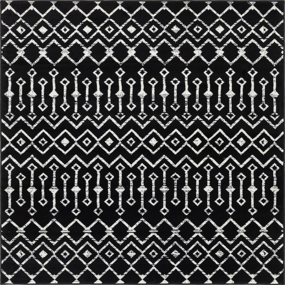 Moroccan Trellis Rug, Black/Ivory (6' 0 x 6' 0). Picture 1