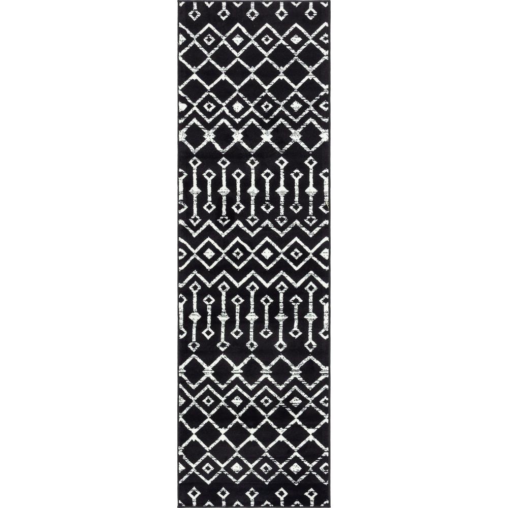 Moroccan Trellis Rug, Black/Ivory (2' 6 x 8' 2). Picture 1