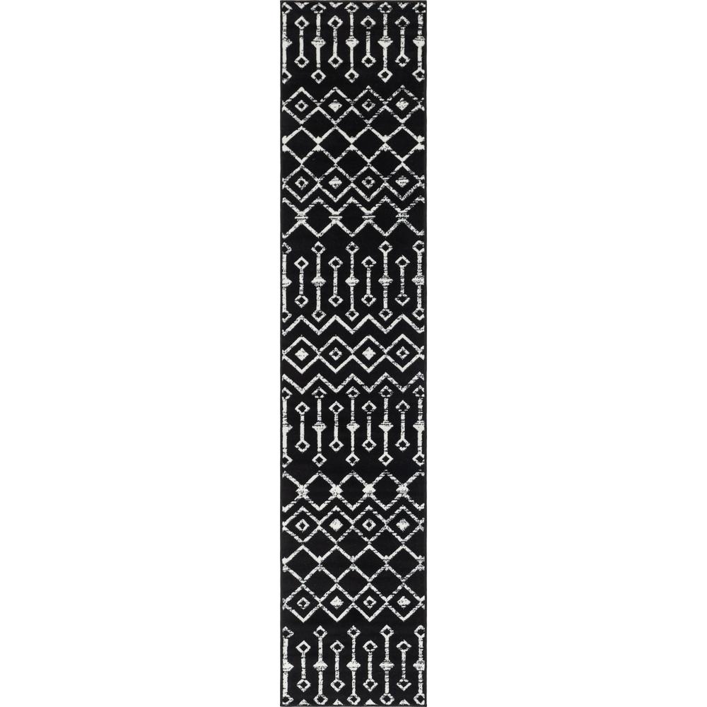 Moroccan Trellis Rug, Black/Ivory (2' 0 x 9' 10). Picture 1