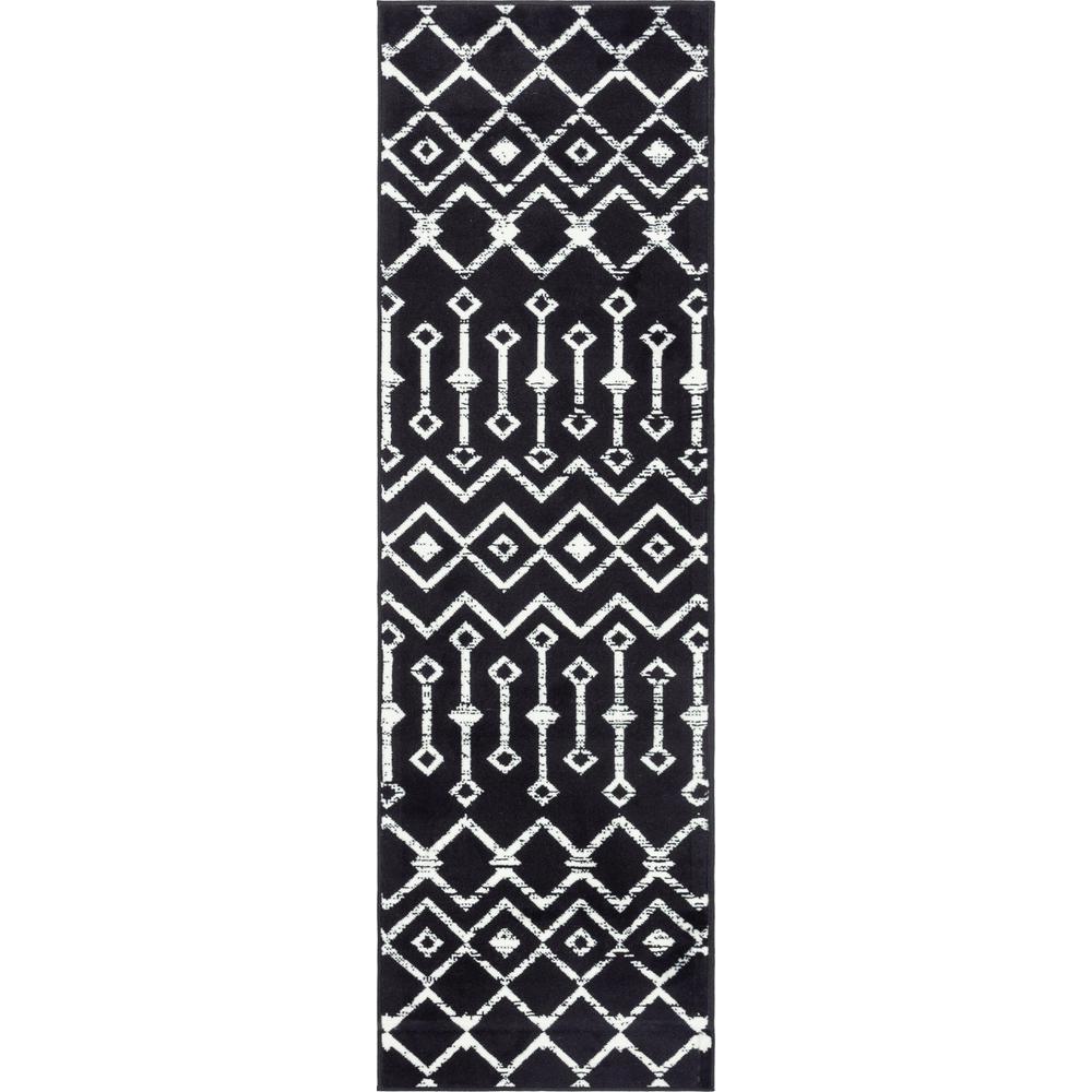 Moroccan Trellis Rug, Black/Ivory (2' 0 x 6' 7). Picture 1
