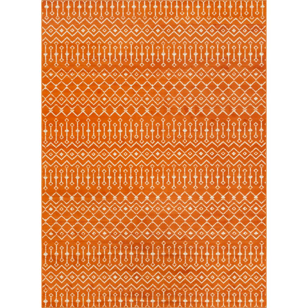 Moroccan Trellis Rug, Orange/Ivory (9' 10 x 13' 0). Picture 1