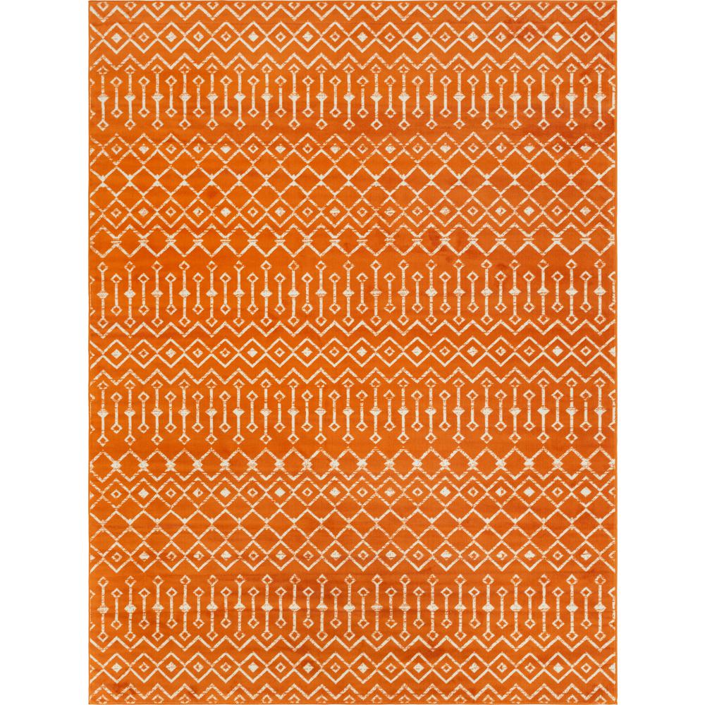 Moroccan Trellis Rug, Orange/Ivory (9' 0 x 12' 0). Picture 1
