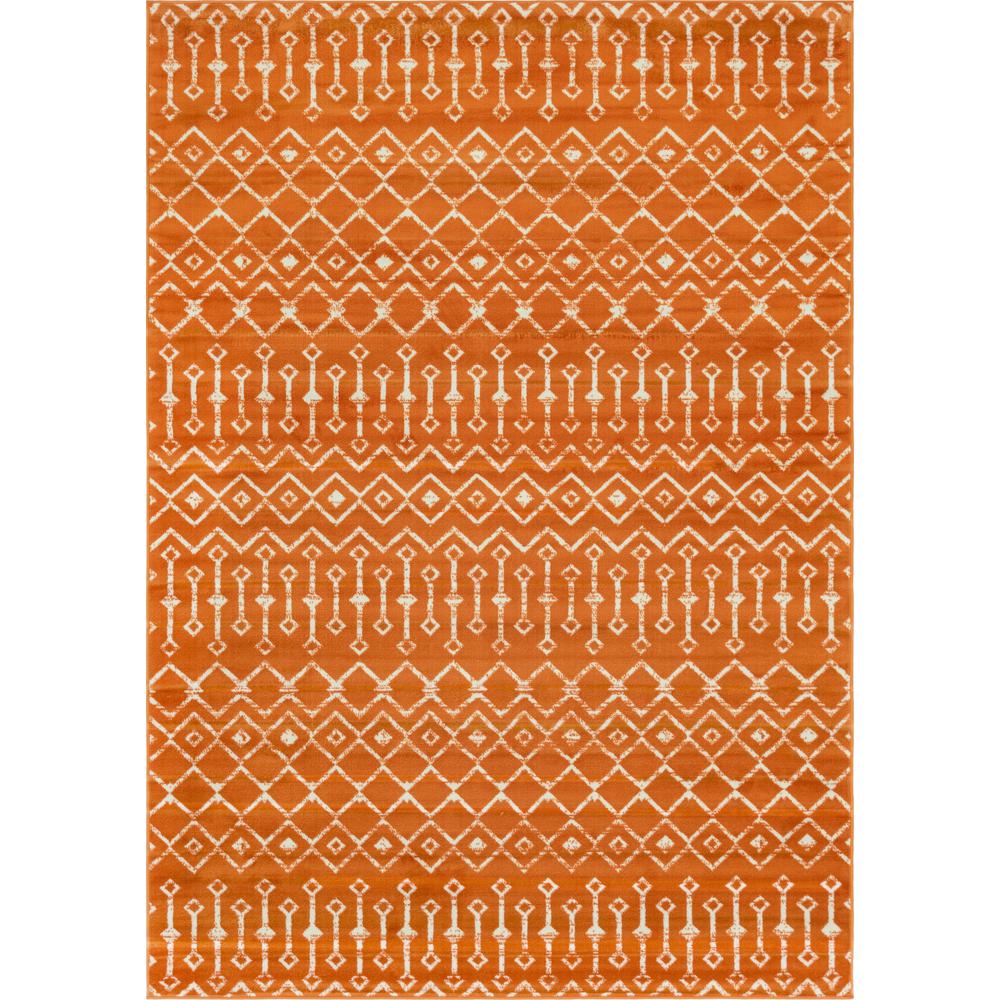 Moroccan Trellis Rug, Orange/Ivory (7' 0 x 10' 0). Picture 1