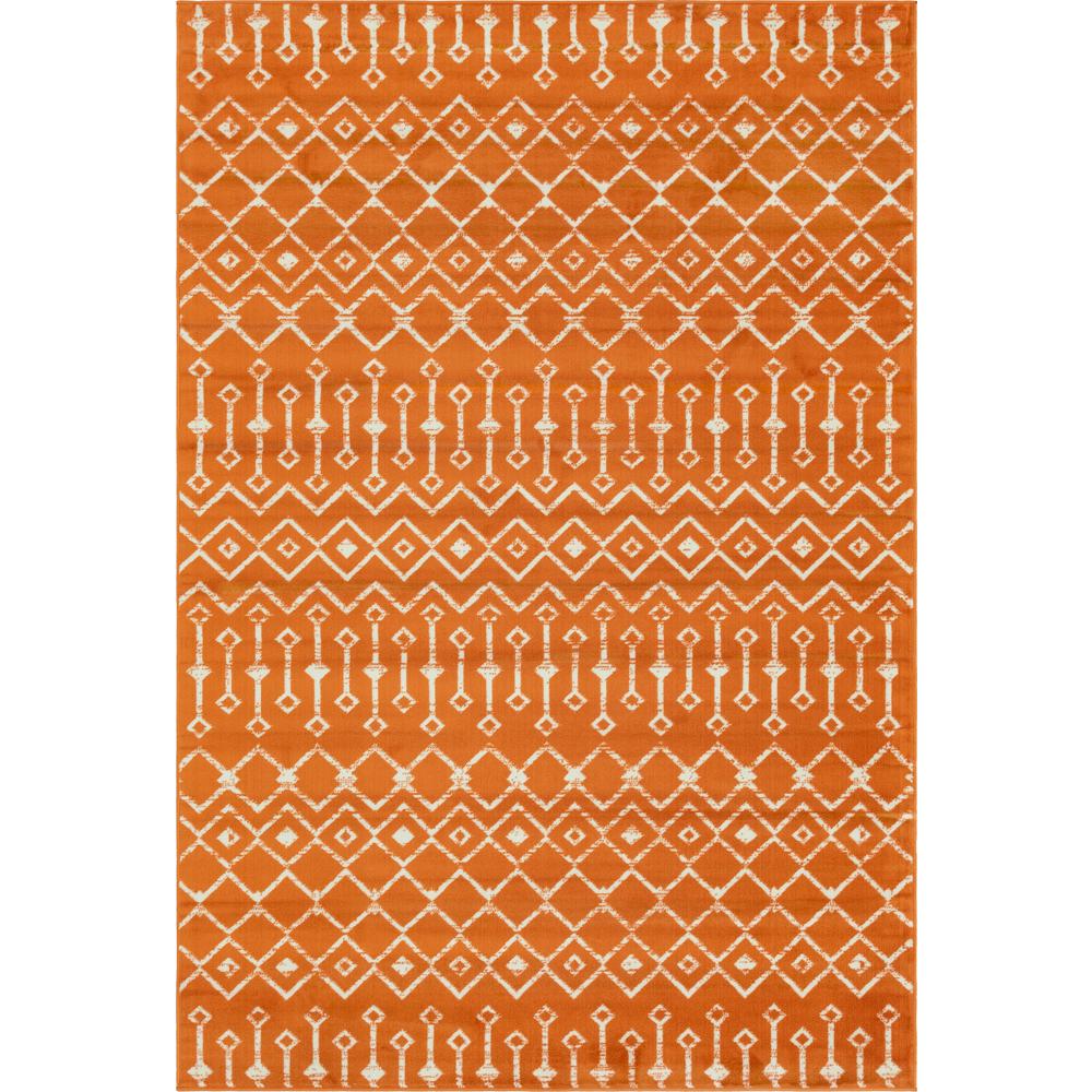 Moroccan Trellis Rug, Orange/Ivory (6' 0 x 9' 0). Picture 1