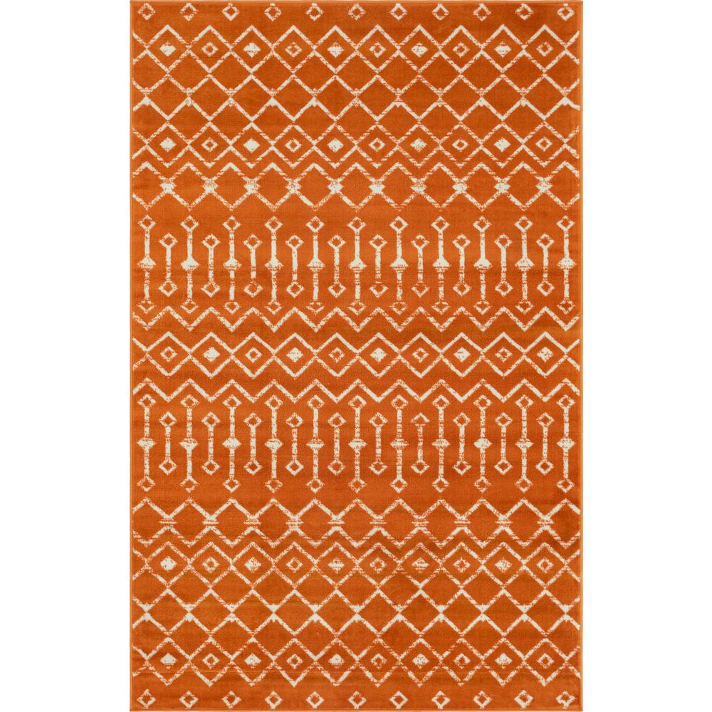 Moroccan Trellis Rug, Orange/Ivory (5' 0 x 8' 0). Picture 1
