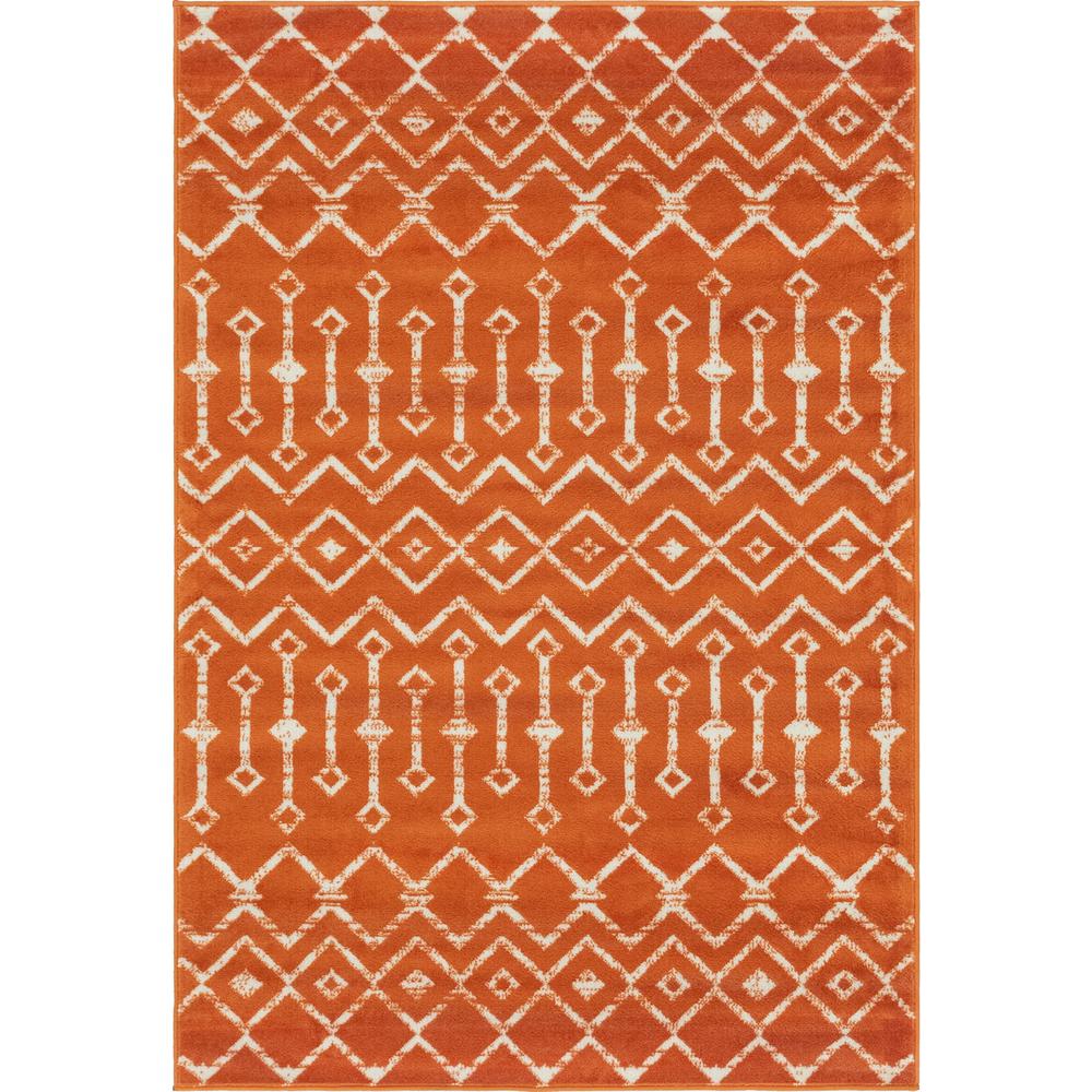 Moroccan Trellis Rug, Orange/Ivory (4' 0 x 6' 0). Picture 1