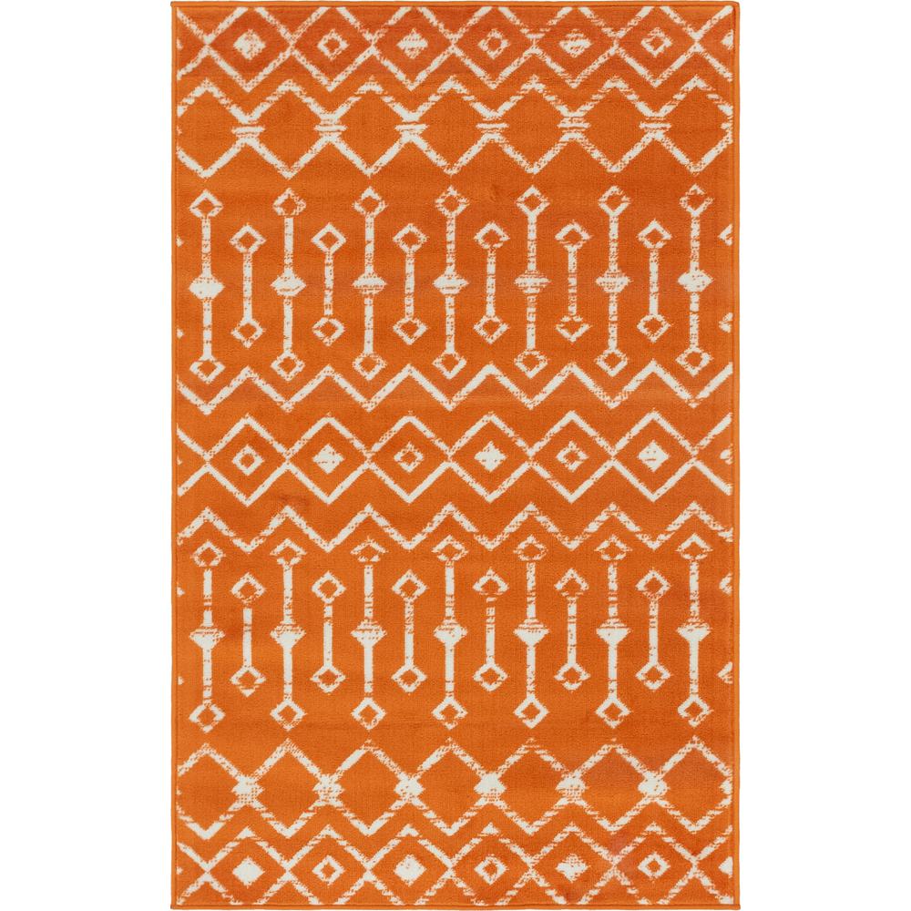 Moroccan Trellis Rug, Orange/Ivory (3' 3 x 5' 3). Picture 1