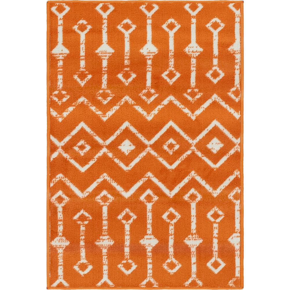 Moroccan Trellis Rug, Orange/Ivory (2' 2 x 3' 0). Picture 1