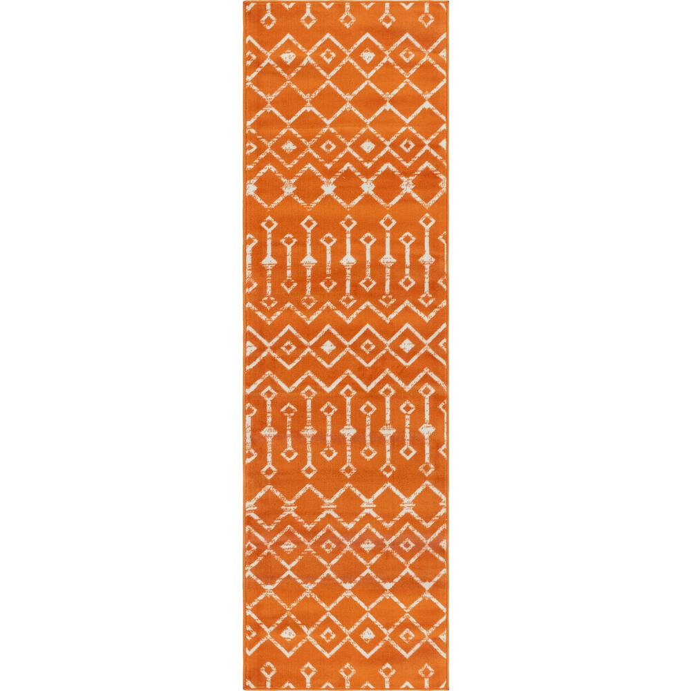 Moroccan Trellis Rug, Orange/Ivory (2' 6 x 8' 2). Picture 1