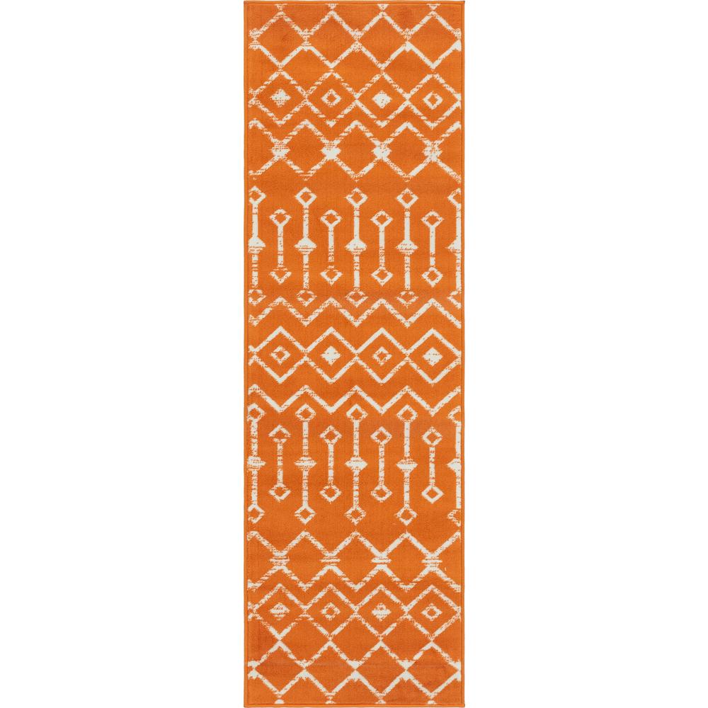Moroccan Trellis Rug, Orange/Ivory (2' 0 x 6' 7). Picture 1