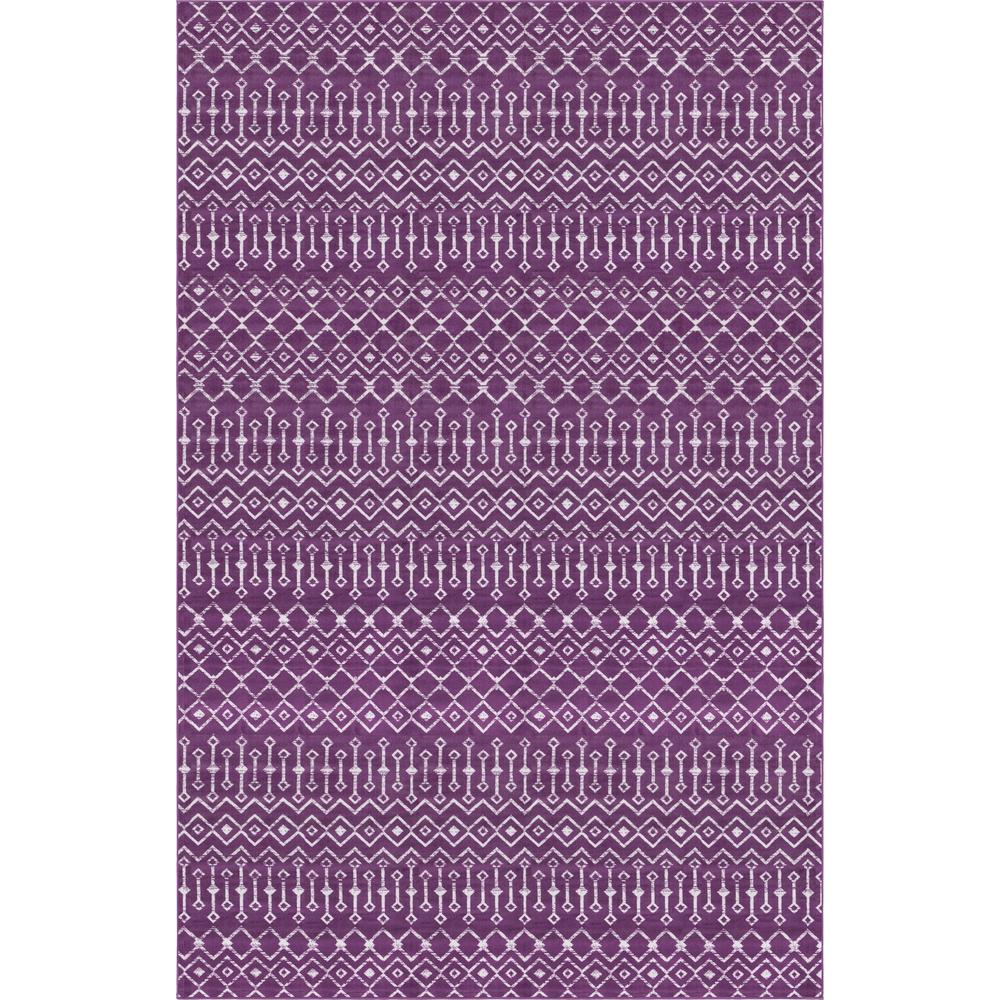 Moroccan Trellis Rug, Violet/Ivory (10' 8 x 16' 5). Picture 1