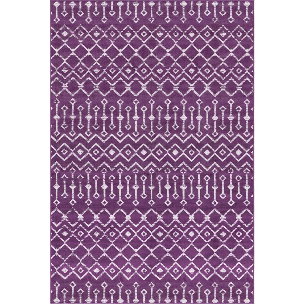 Moroccan Trellis Rug, Violet/Ivory (6' 0 x 9' 0). Picture 1