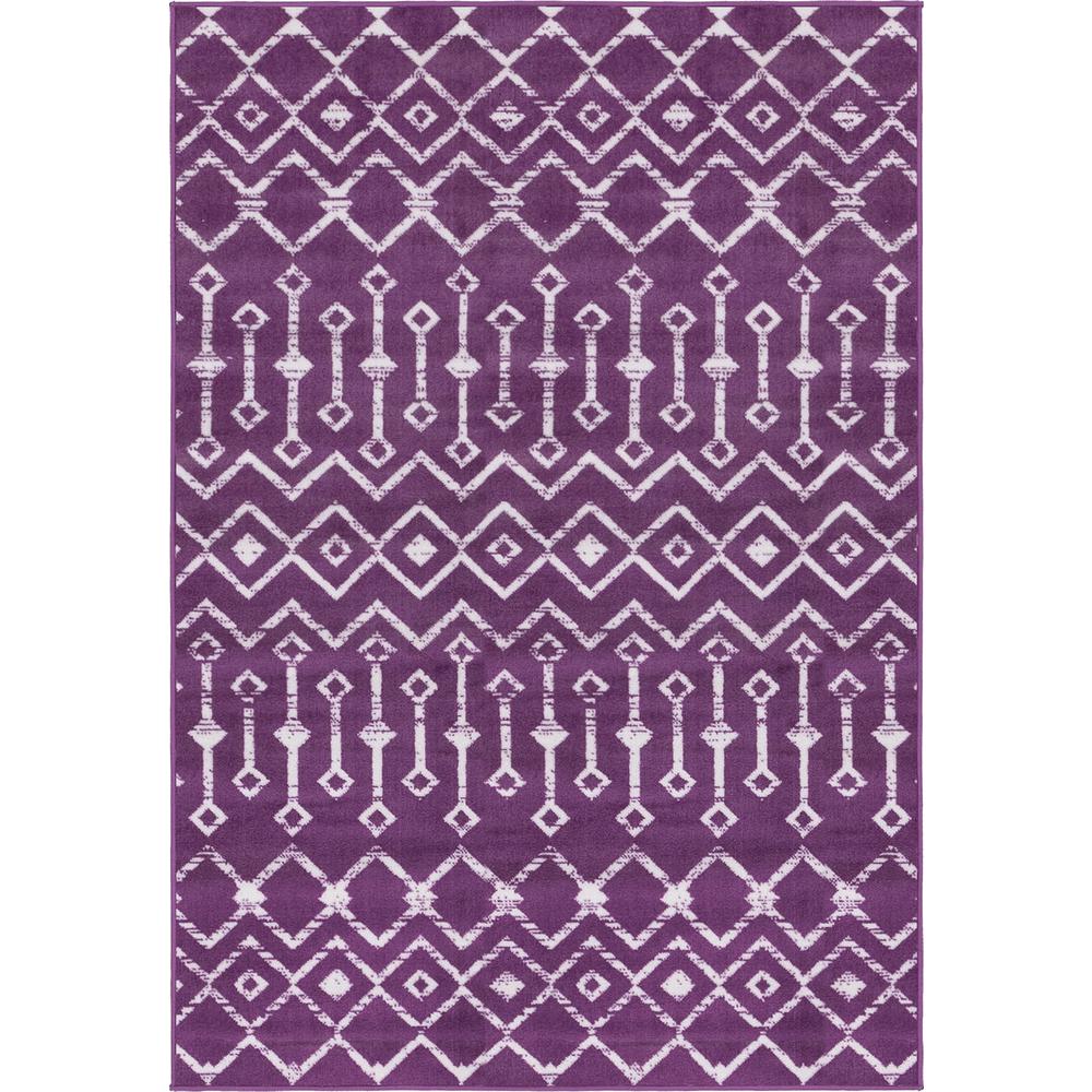 Moroccan Trellis Rug, Violet/Ivory (4' 0 x 6' 0). Picture 1