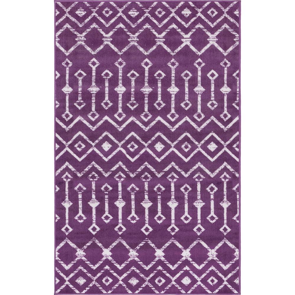 Moroccan Trellis Rug, Violet/Ivory (3' 3 x 5' 3). Picture 1