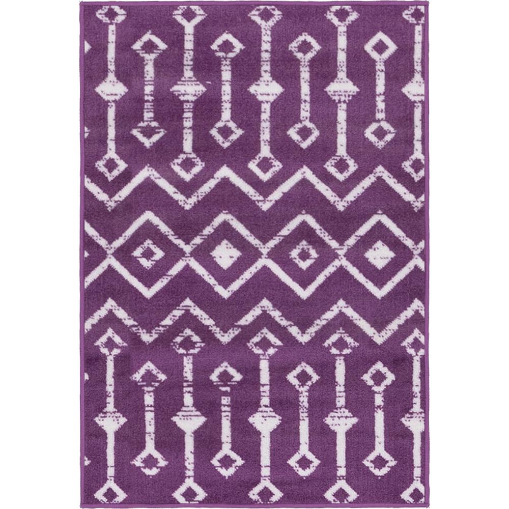 Moroccan Trellis Rug, Violet/Ivory (2' 2 x 3' 0). Picture 1