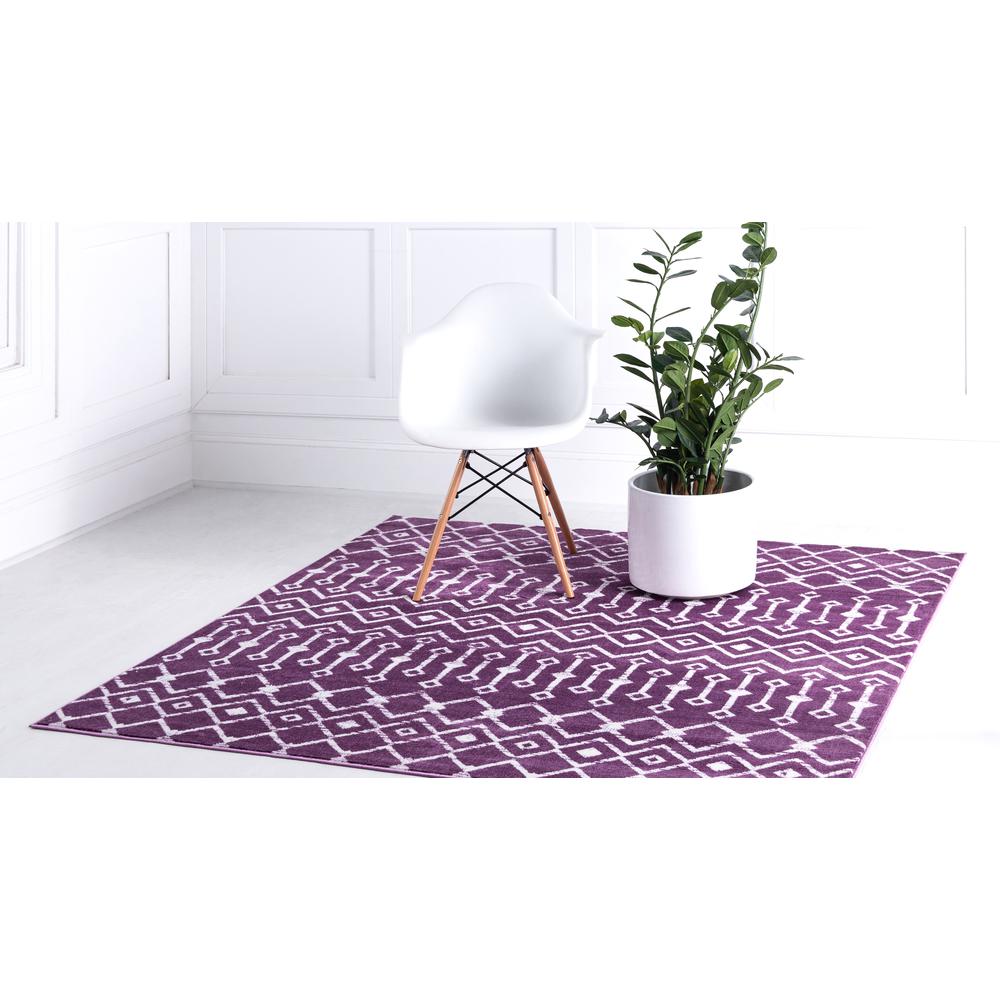 Moroccan Trellis Rug, Violet/Ivory (6' 0 x 6' 0). Picture 3