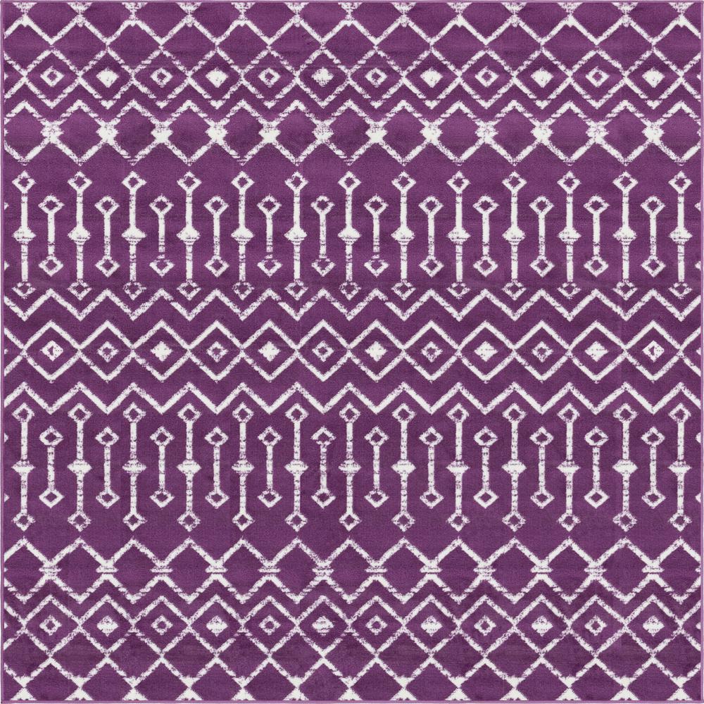 Moroccan Trellis Rug, Violet/Ivory (6' 0 x 6' 0). Picture 1