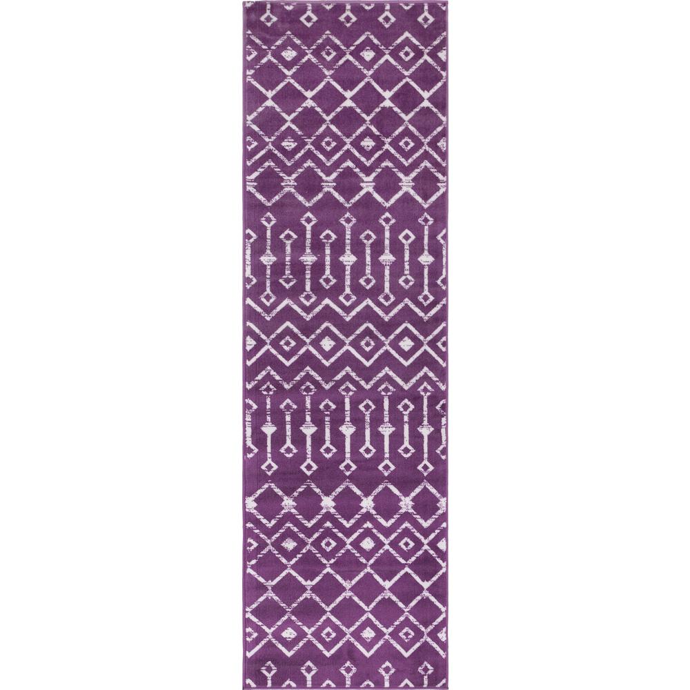 Moroccan Trellis Rug, Violet/Ivory (2' 6 x 8' 2). Picture 1
