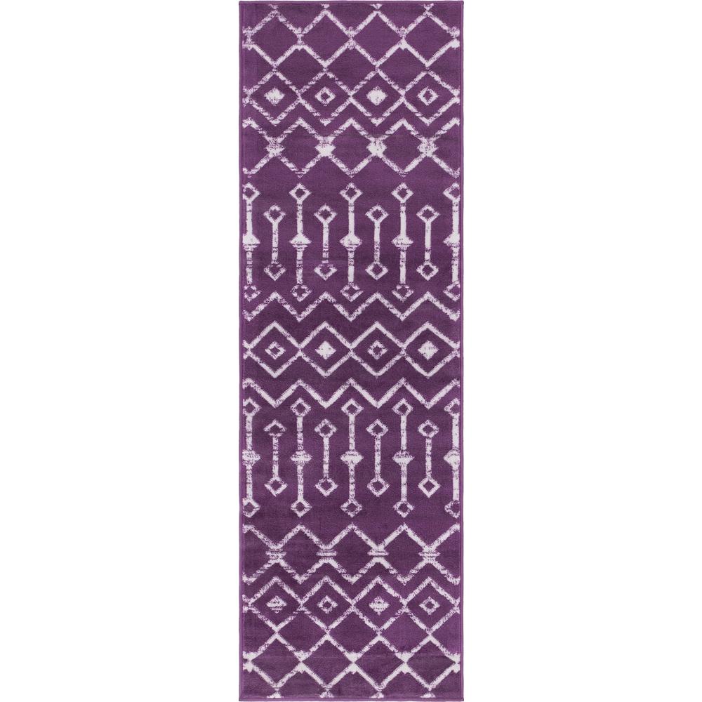Moroccan Trellis Rug, Violet/Ivory (2' 0 x 6' 7). Picture 1