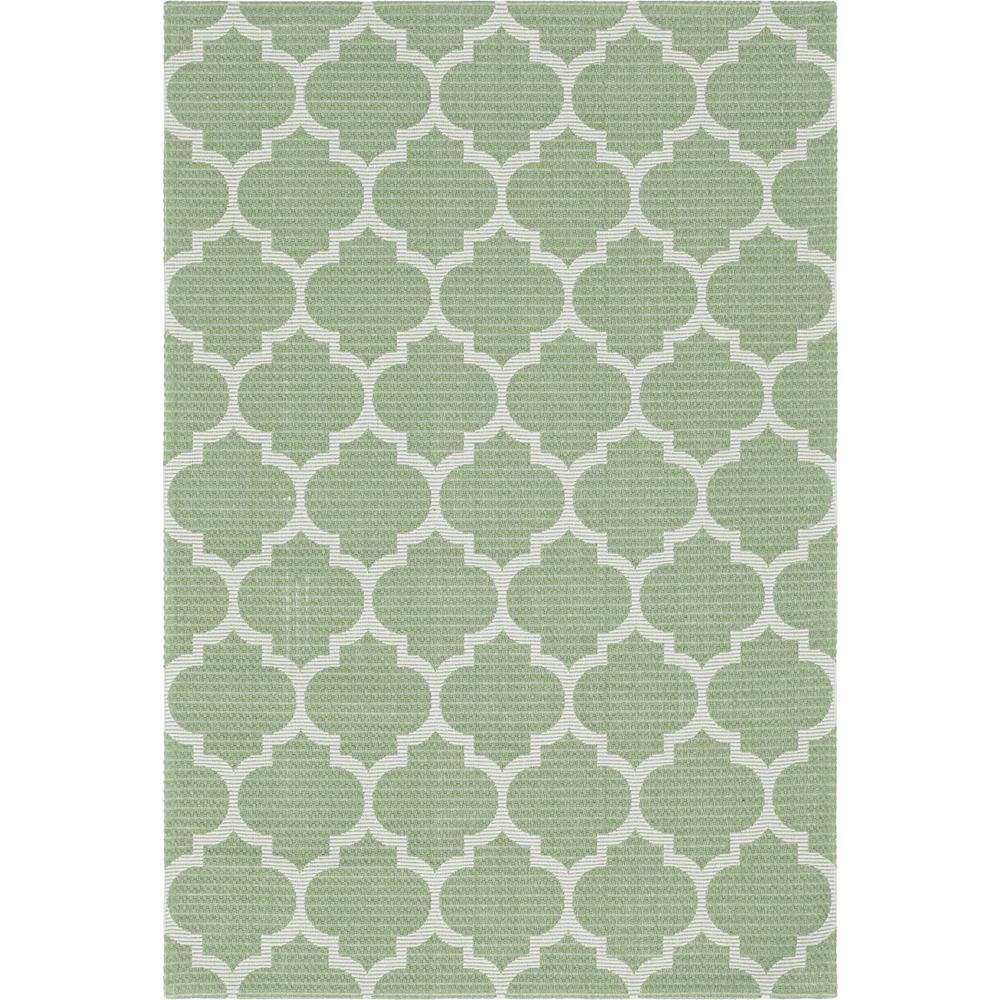 Trellis Decatur Rug, Green/Ivory (4' 2 x 6' 0). Picture 1