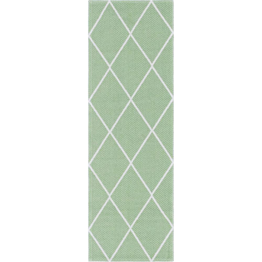 Diamond Decatur Rug, Green/Ivory (2' 2 x 6' 0). Picture 1