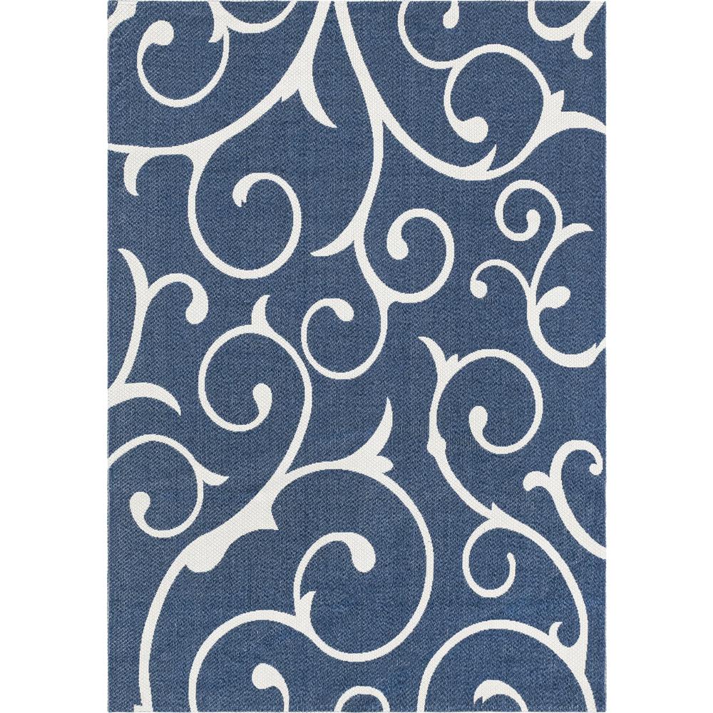 Scroll Decatur Rug, Navy Blue/Ivory (6' 4 x 9' 0). Picture 1