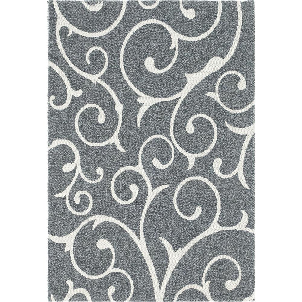 Scroll Decatur Rug, Dark Gray/Ivory (6' 4 x 9' 0). Picture 1