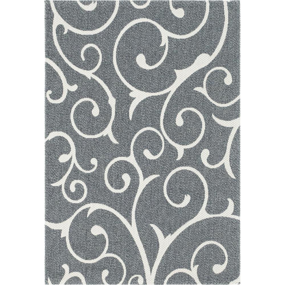 Scroll Decatur Rug, Dark Gray/Ivory (4' 2 x 6' 0). Picture 1