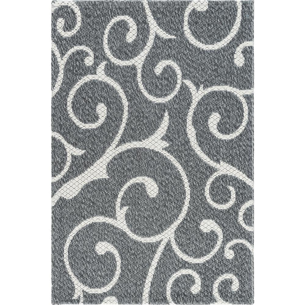 Scroll Decatur Rug, Dark Gray/Ivory (2' 2 x 3' 0). The main picture.