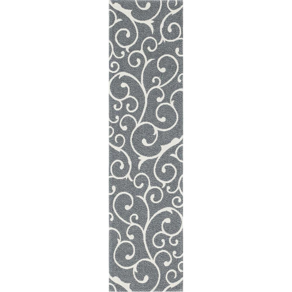Scroll Decatur Rug, Dark Gray/Ivory (2' 2 x 7' 4). Picture 1