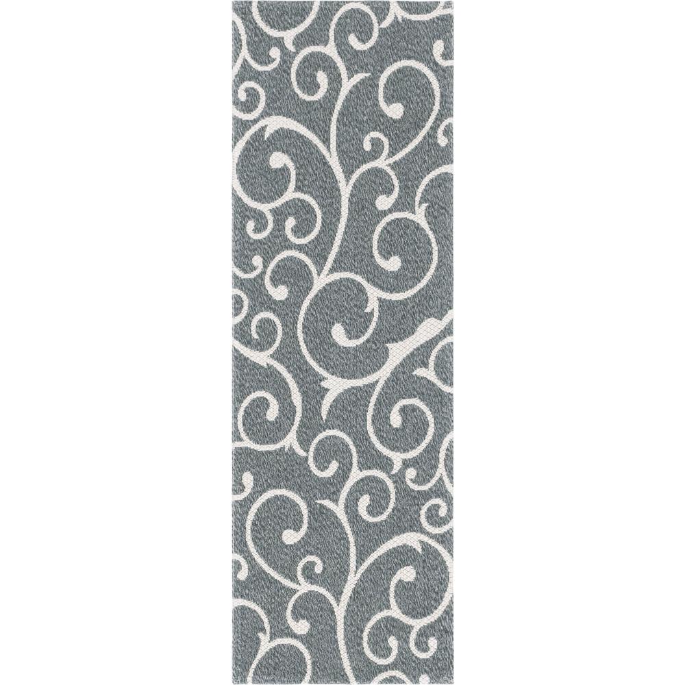 Scroll Decatur Rug, Dark Gray/Ivory (2' 2 x 6' 0). Picture 1