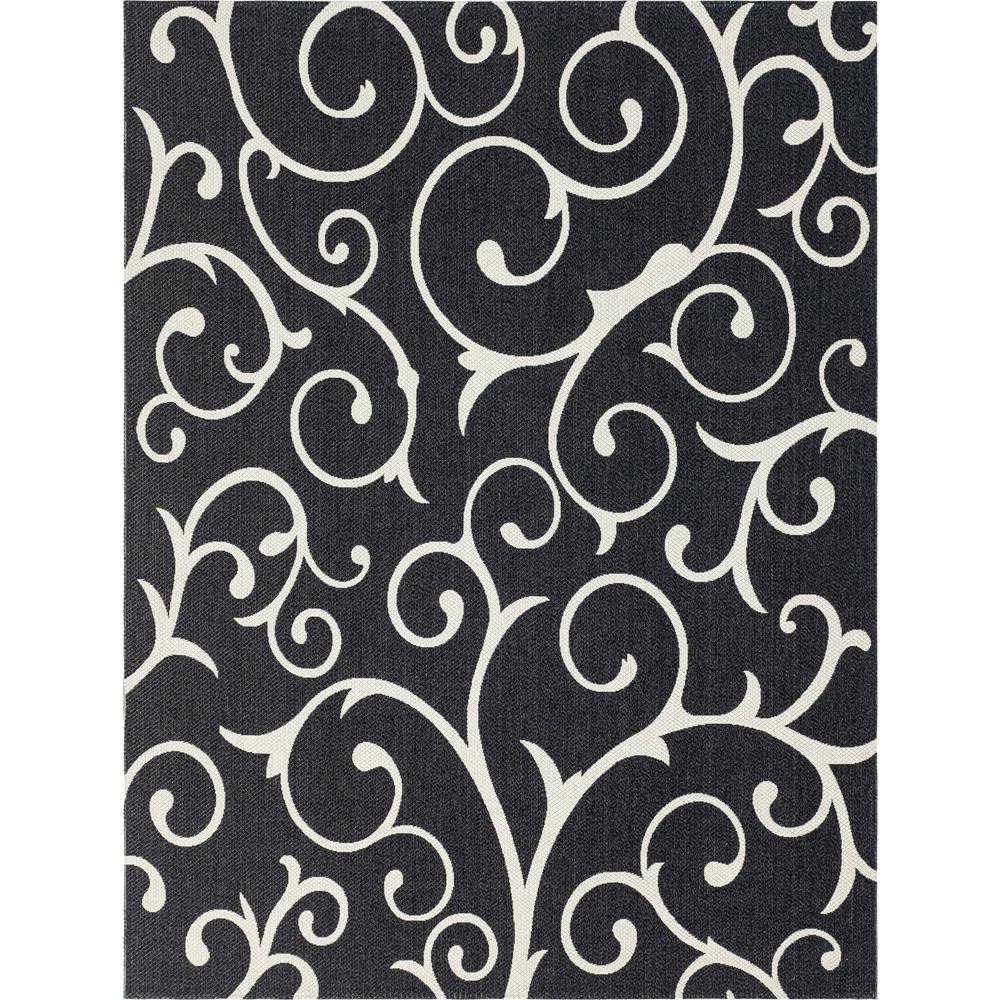 Scroll Decatur Rug, Black/Ivory (8' 5 x 11' 4). Picture 1