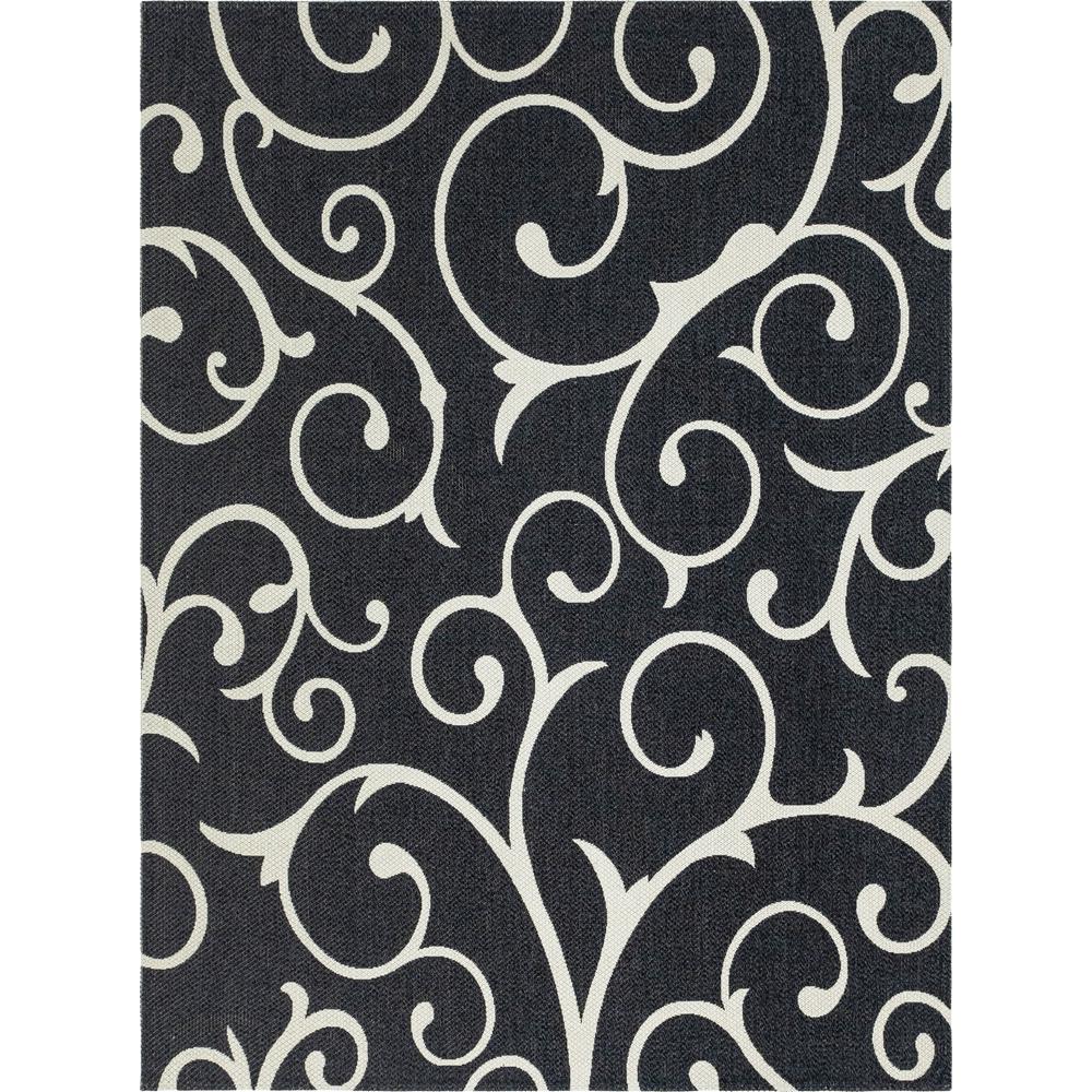 Scroll Decatur Rug, Black/Ivory (7' 5 x 10' 0). Picture 1