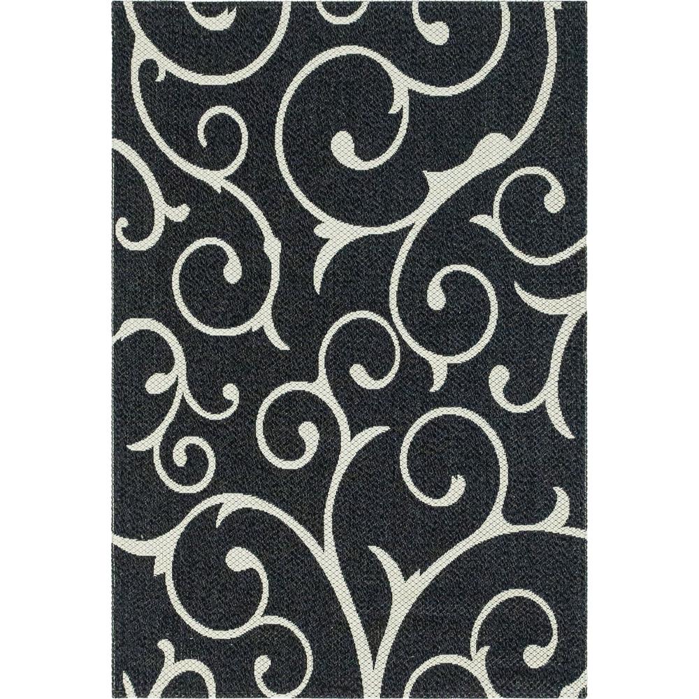 Scroll Decatur Rug, Black/Ivory (6' 4 x 9' 0). Picture 1