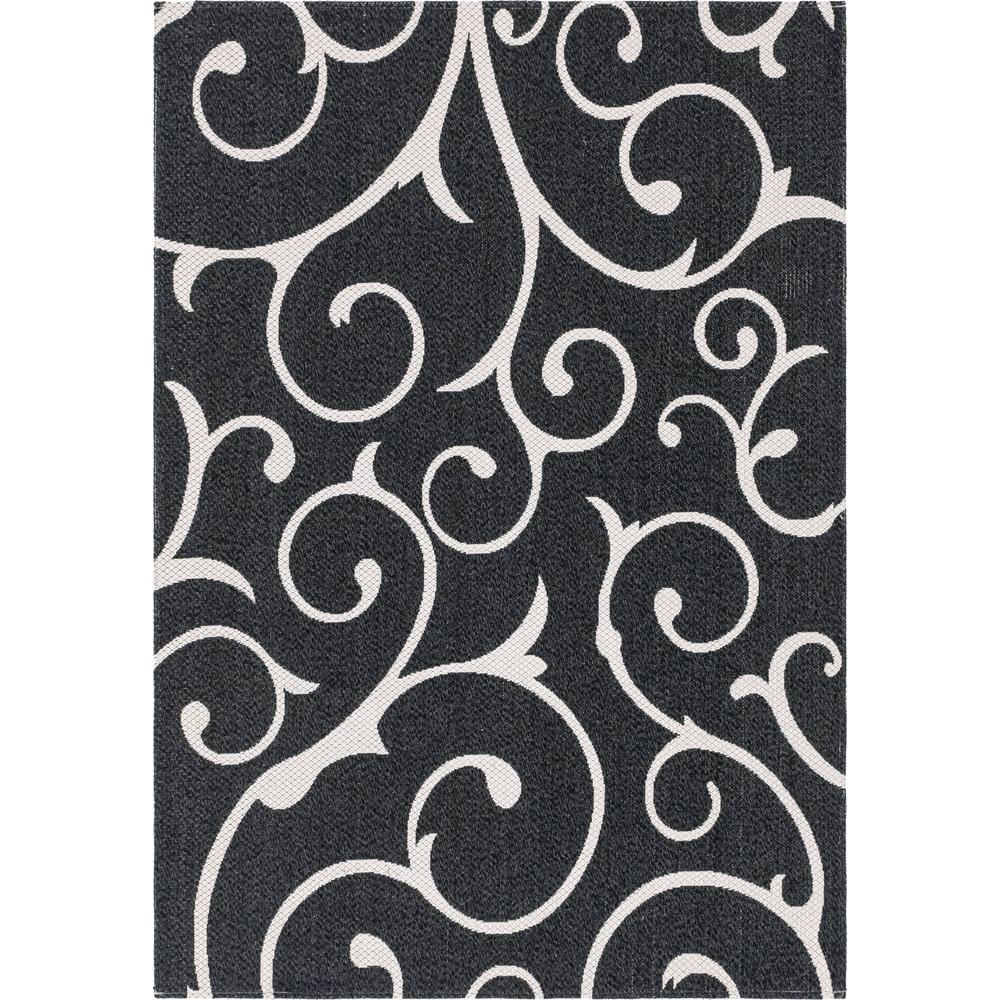 Scroll Decatur Rug, Black/Ivory (5' 2 x 7' 5). Picture 1