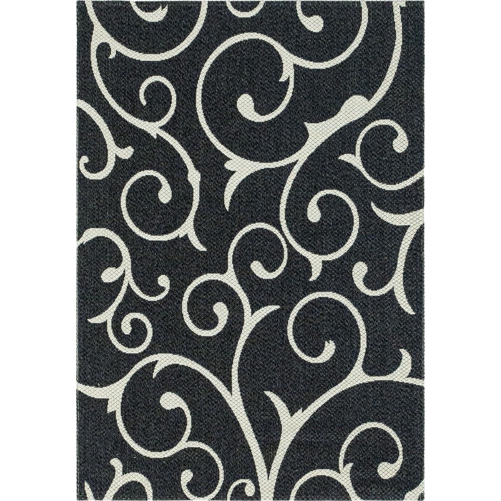 Scroll Decatur Rug, Black/Ivory (4' 2 x 6' 0). Picture 1