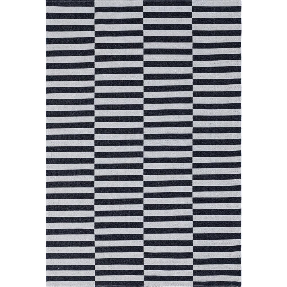 Striped Decatur Rug, Black/Ivory (6' 4 x 9' 0). Picture 1