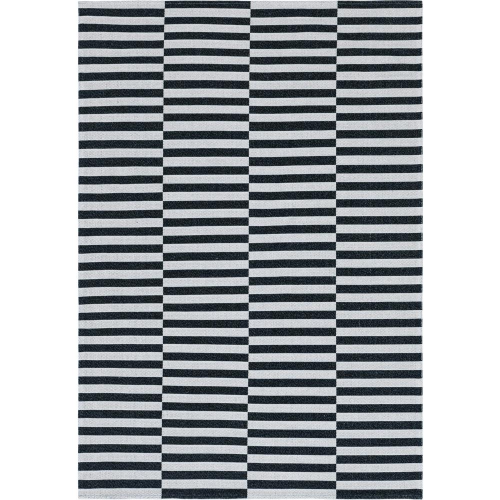 Striped Decatur Rug, Black/Ivory (5' 2 x 7' 5). Picture 1