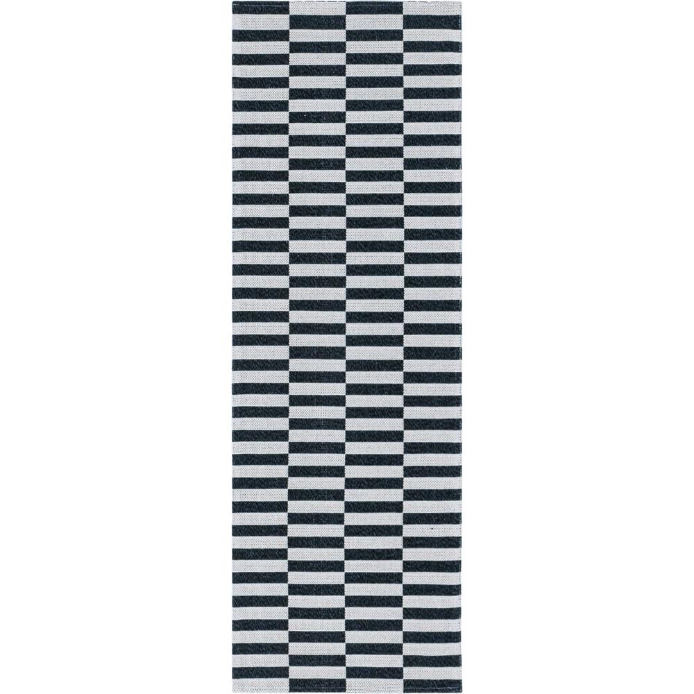 Striped Decatur Rug, Black/Ivory (2' 2 x 6' 0). Picture 1