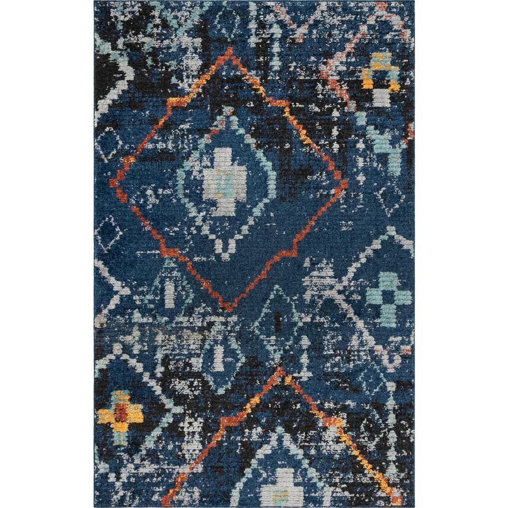 Rif Arabia Rug, Navy Blue (5' 0 x 8' 0). Picture 1