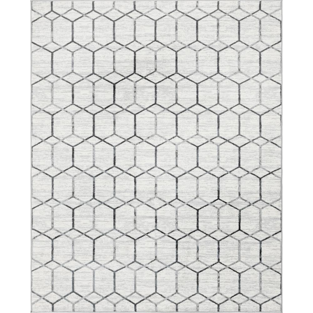 Matrix Trellis Tile Rug, Ivory/Gray (8' 0 x 10' 0). Picture 1