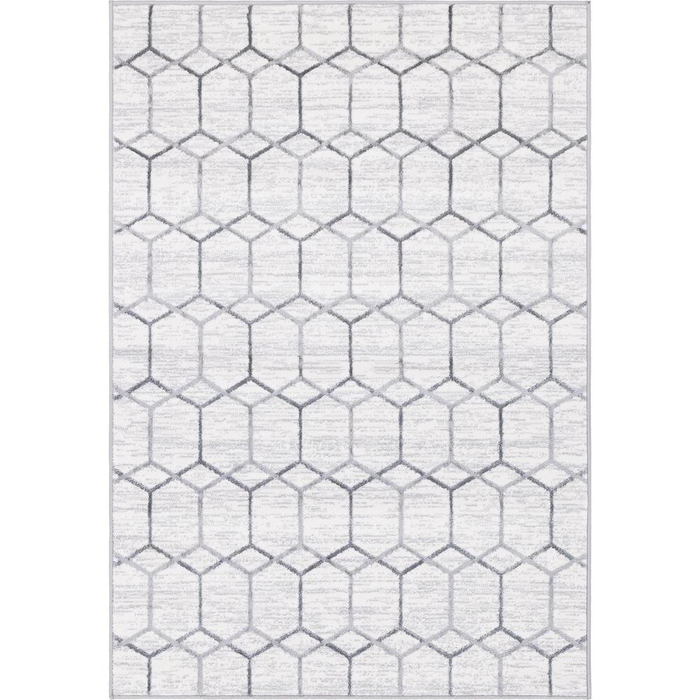 Matrix Trellis Tile Rug, Ivory/Gray (4' 0 x 6' 0). Picture 1