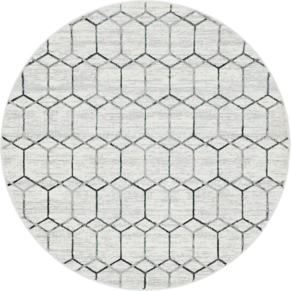 Matrix Trellis Tile Rug, Ivory/Gray (5' 0 x 5' 0). Picture 1