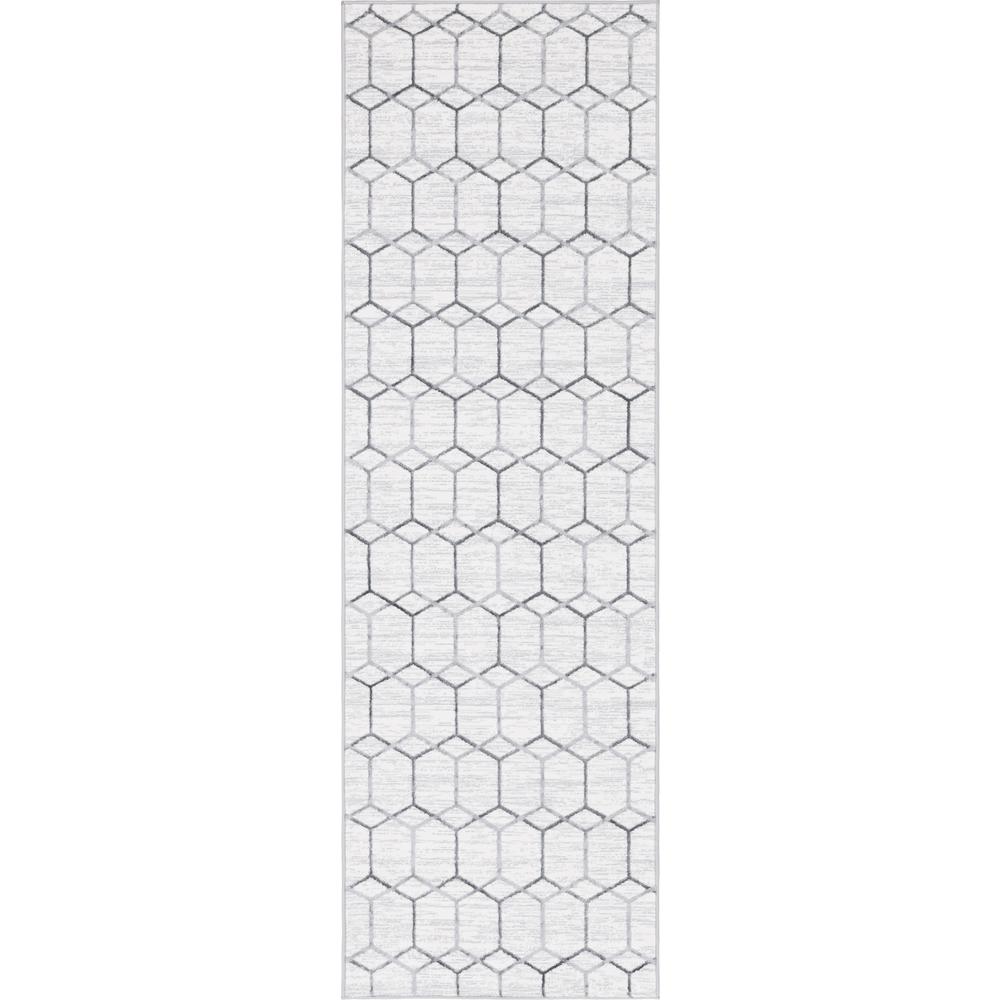 Matrix Trellis Tile Rug, Ivory/Gray (3' 0 x 10' 0). Picture 1