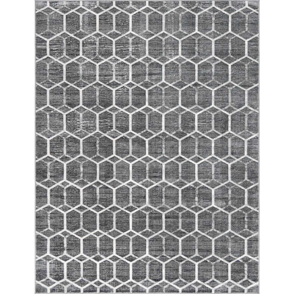 Matrix Trellis Tile Rug, Gray/Ivory (9' 0 x 12' 0). Picture 1