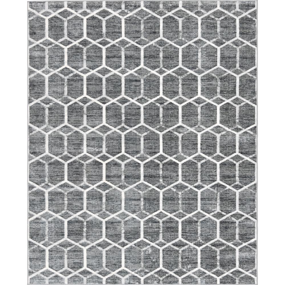 Matrix Trellis Tile Rug, Gray/Ivory (8' 0 x 10' 0). Picture 1