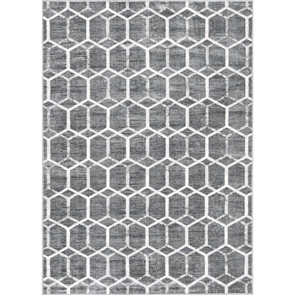 Matrix Trellis Tile Rug, Gray/Ivory (7' 0 x 10' 0). Picture 1